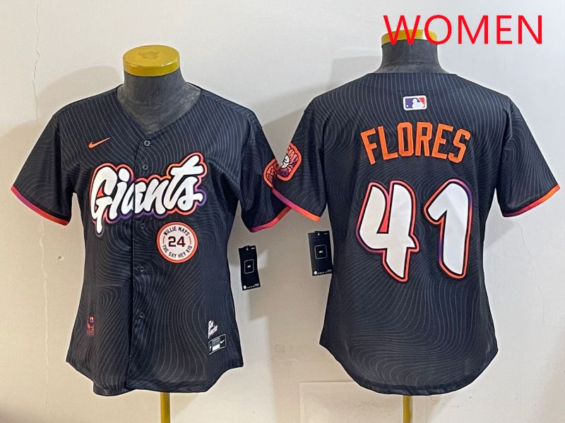 Women San Francisco Giants 41 Flores Black Joint Name 2025 Nike MLB Jersey style 11